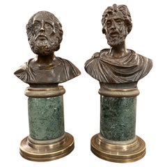 19th Century Pair of Grand Tour Socrates and Septimio Severo Busts