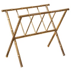20th century brass bamboo magazine rack
