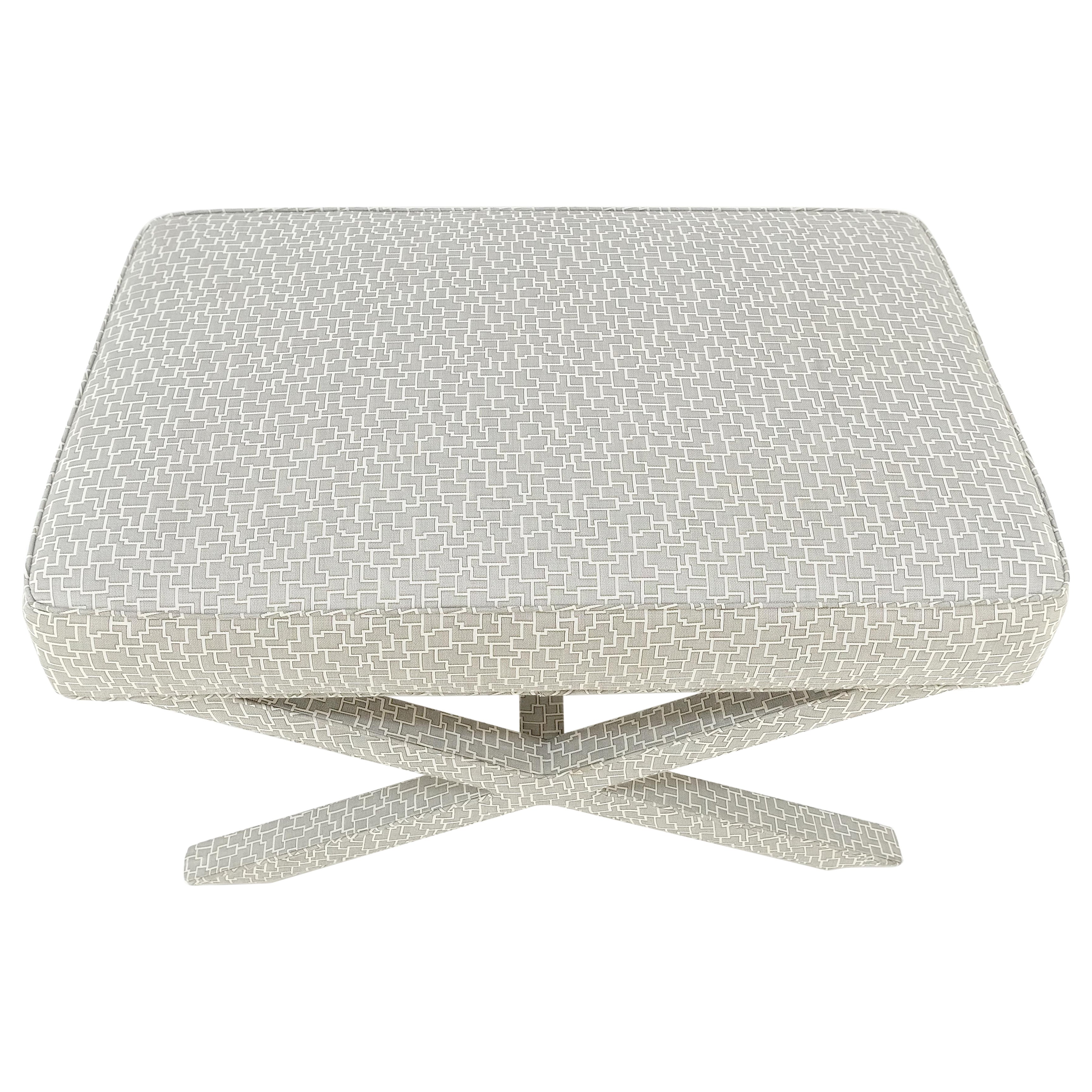 Mid Century Modern Billy Baldwin Atr. Large Upholstered X Base Bench MINT