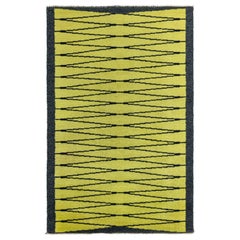 Doris Leslie Blau Alfombra Vintage Vibrante de Pelo Sueco en Amarillo y Carbón