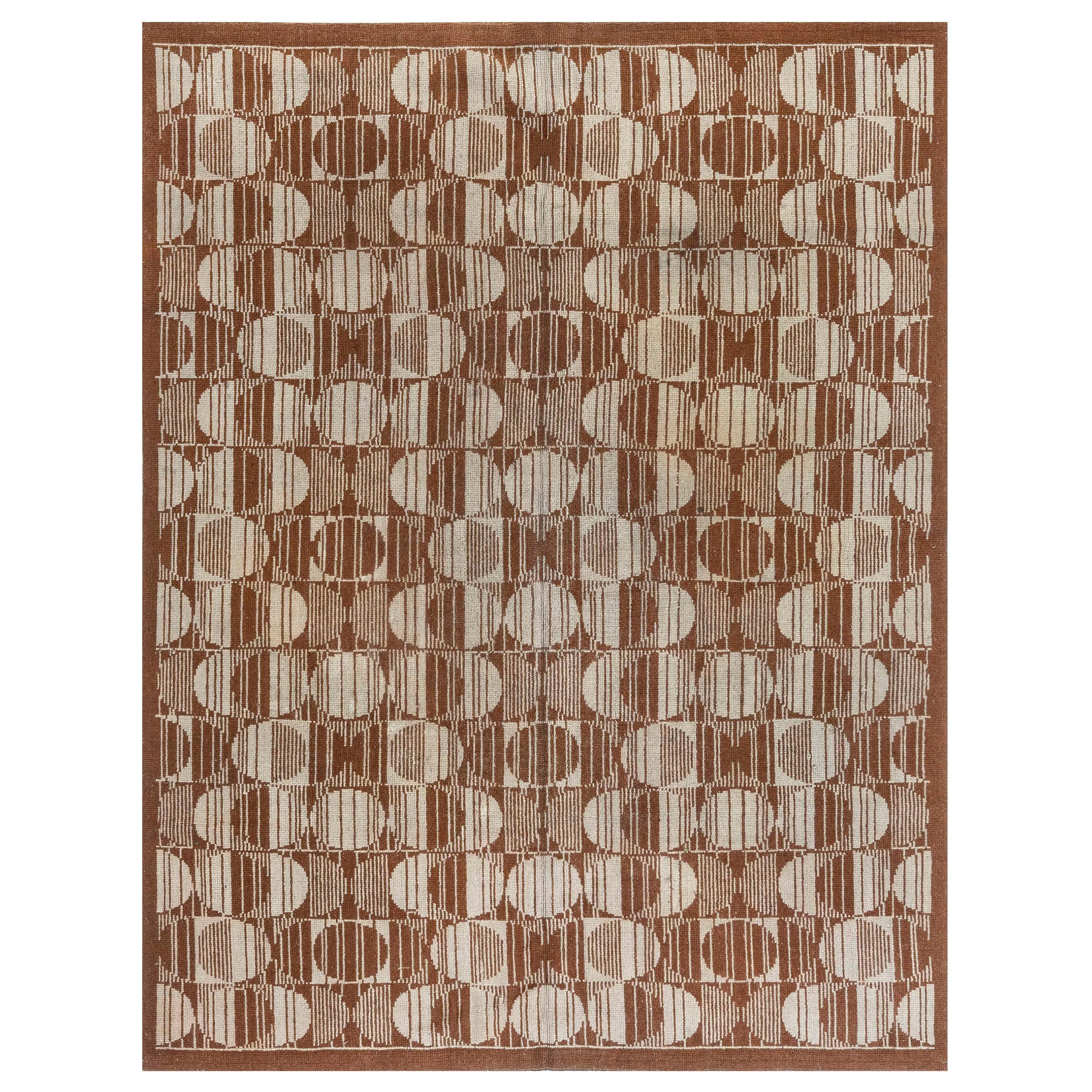 Doris Leslie Blau Tappeto geometrico vintage in lana fatto a mano Art Deco