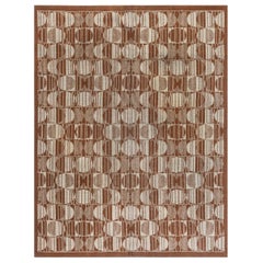Doris Leslie Blau Vintage Art Deco Geometrischer handgefertigter Wollteppich in Blau