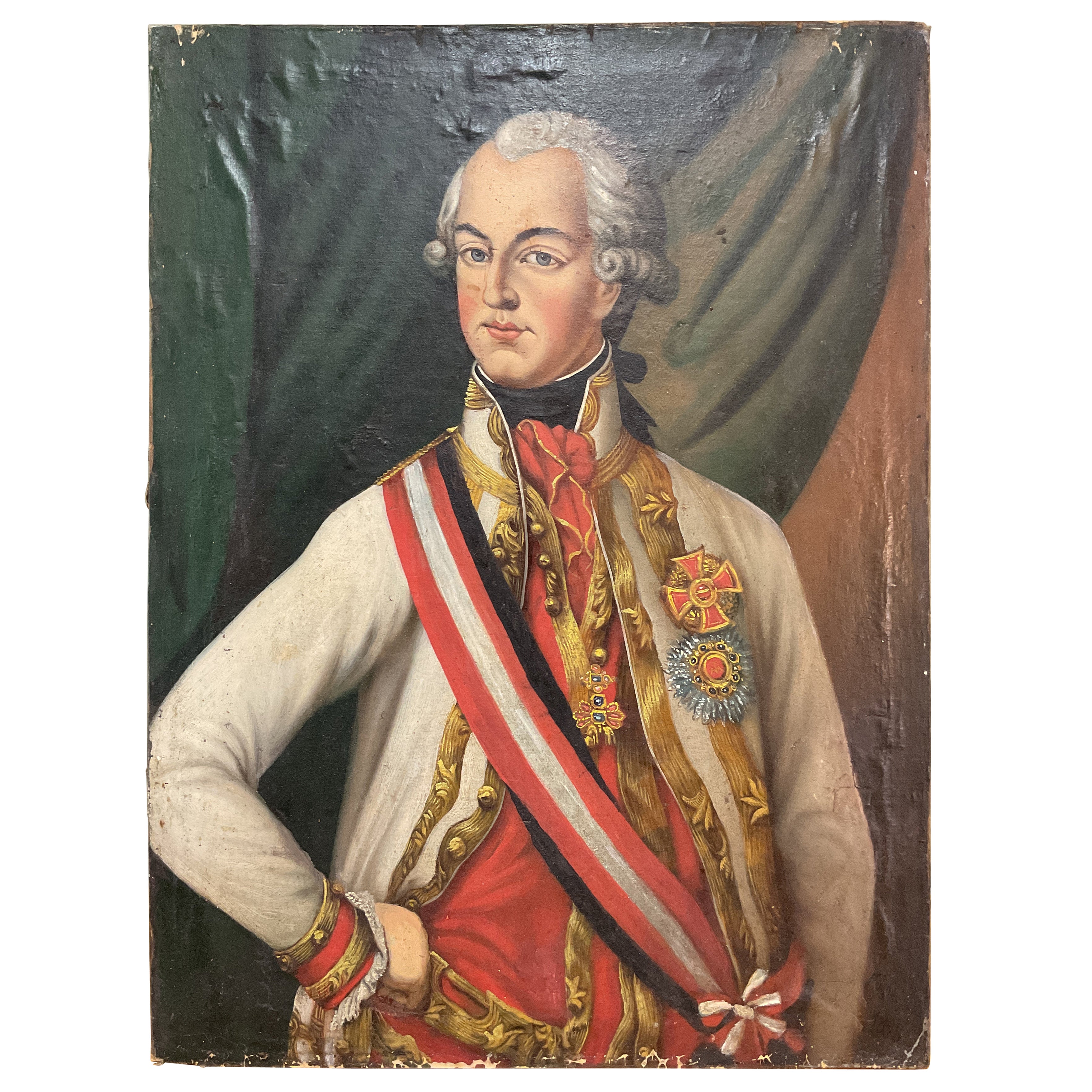 Siglo XIX Pintura al óleo firmada del Emperador de Bélgica