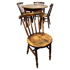 Antique Tavern Table & Four Penny Windsor Chairs