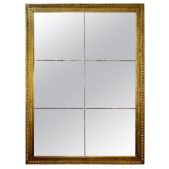 Specchio francese in legno dorato con pannelli di mercurio divisi