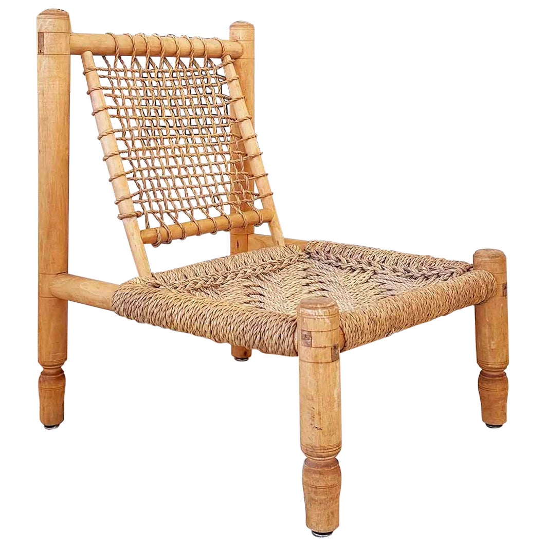 Fauteuil moderne brutaliste et rustique d'Adrien Audoux et Frida Minet, France 1950