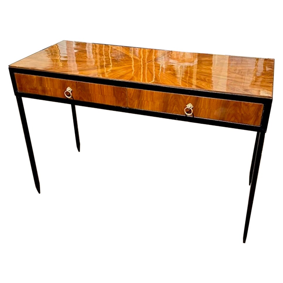 Walnut and Steel Console After Jean Michele Frank
