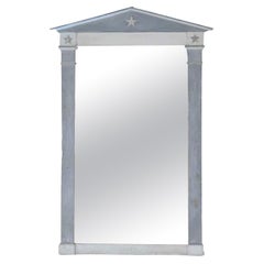 19th Century French Painted Mirror With Peaked Pediment