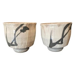 Shoji Hamada Set of Japanese Mingei Pottery Yunomi Tea Cups & Signed Sealed Box