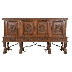 R. J. Horner Style Renaissance Revival Monumental Ornate Carved Oak Sideboard