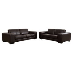 Pair of Roche Bobois "Chocolat" Alpilles Leather Sofas