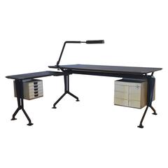 Olivetti 'Arco' Desk with Return and Lamp