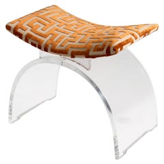 Lucite Stool with Cushion, United States, 20th Century