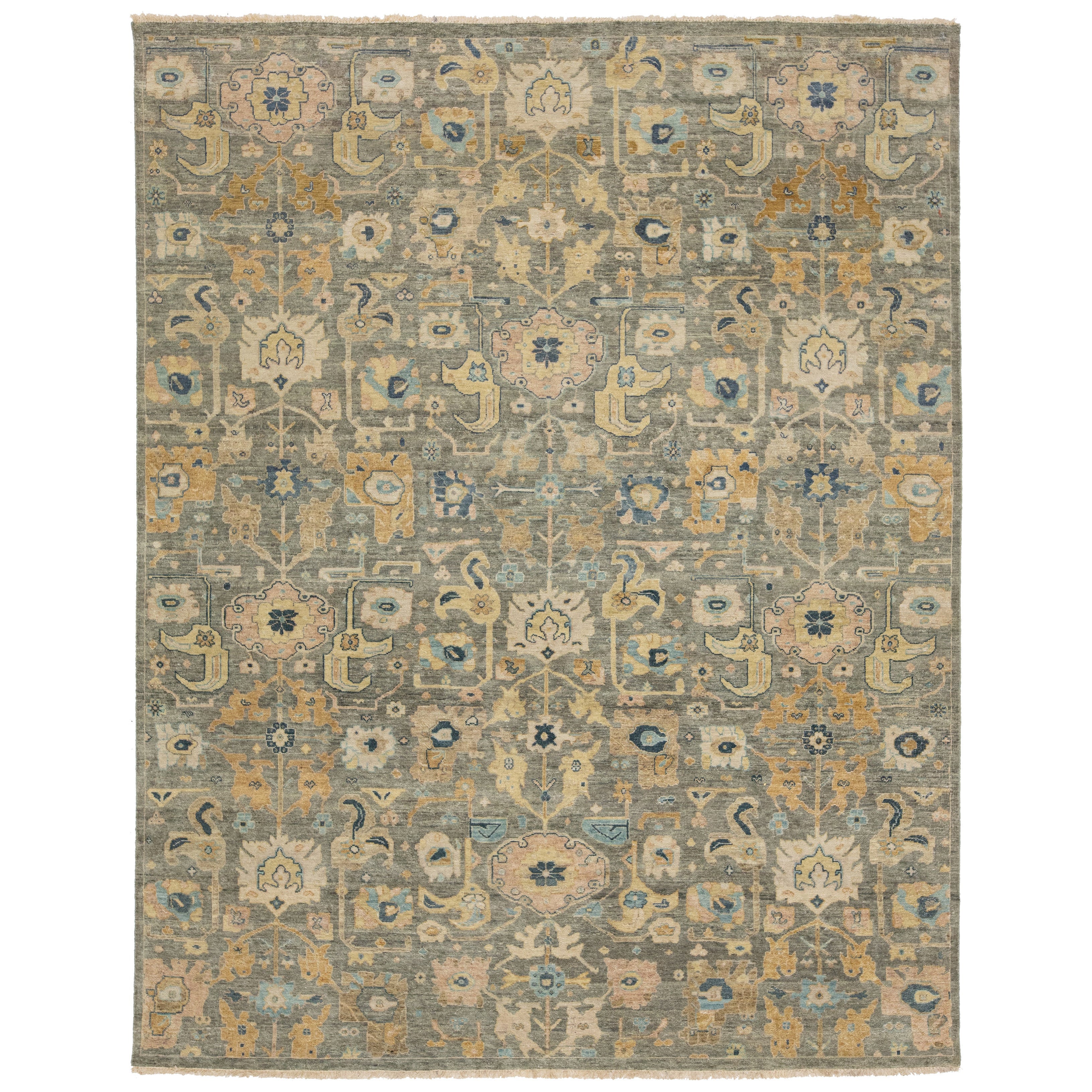 Modern Artisan Collection Indian Wool Rug In Gray With Allover Design