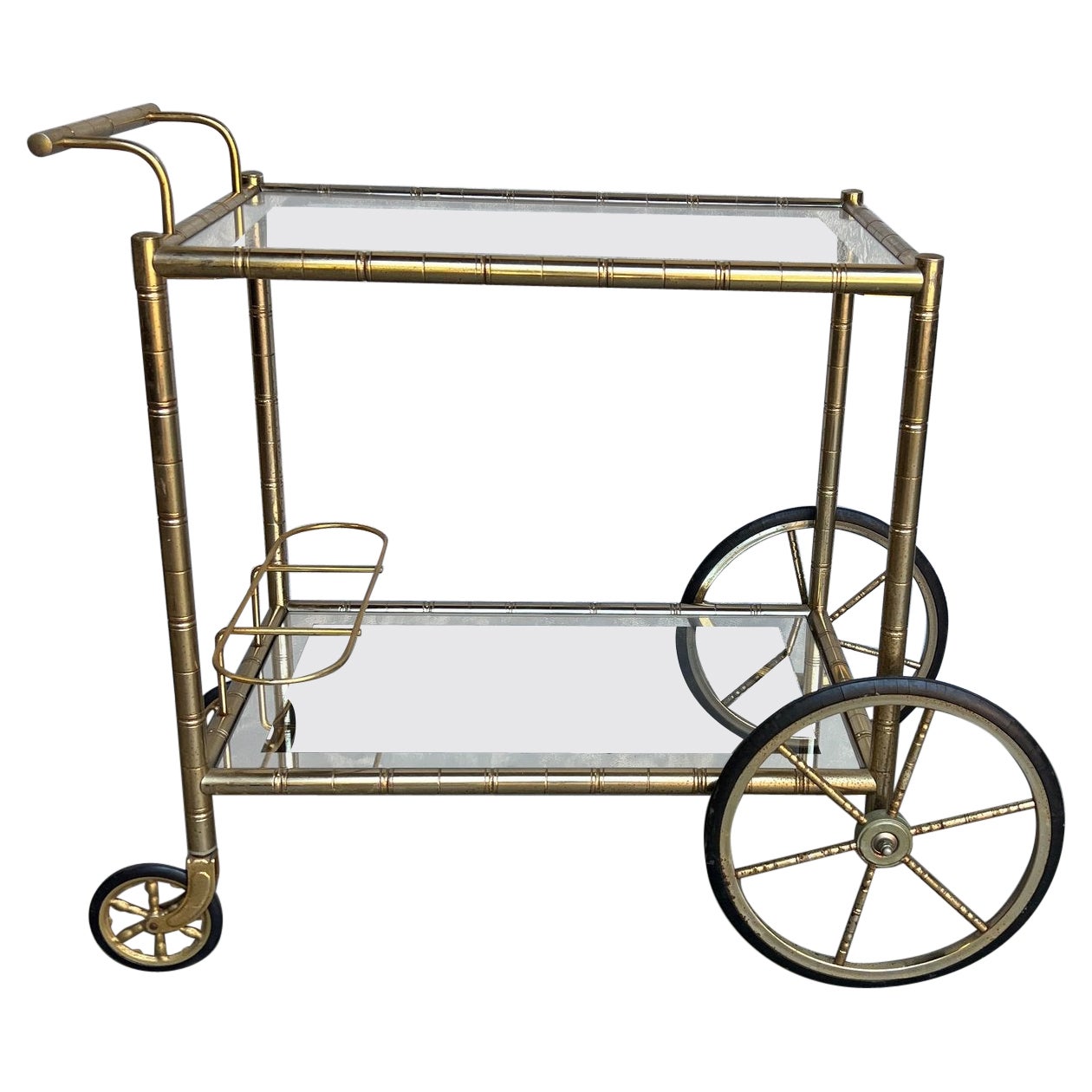 Französischer Mid-Century-Modern-Barwagen aus Messing