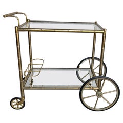 French Mid Century Modern Brass Bar Cart