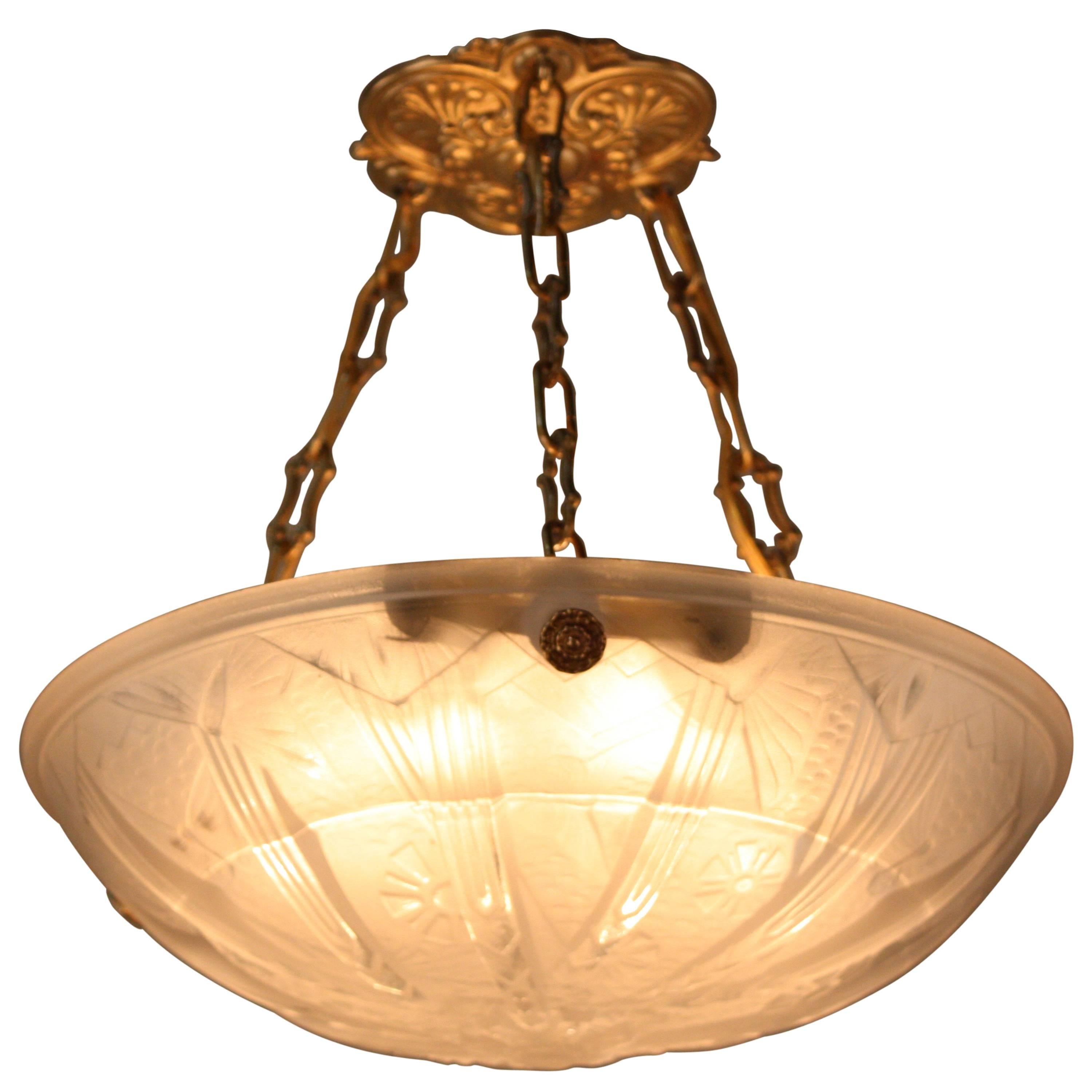 French Art Deco Chandelier by Muller Freres