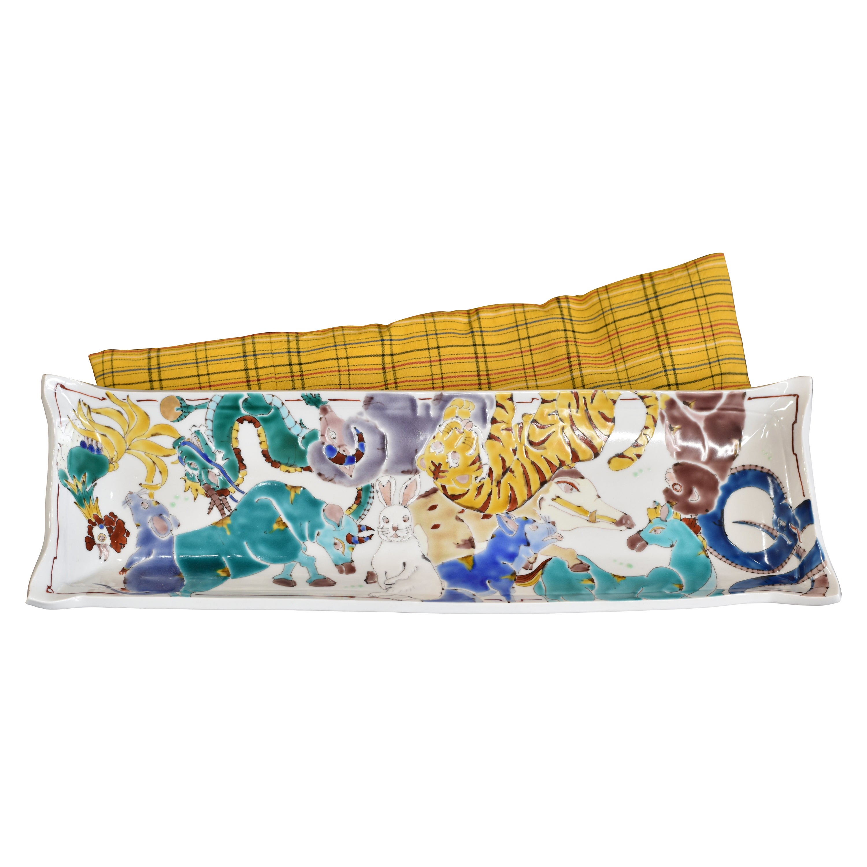 Japanische Grün-Gelb-Lila-Porzellan-Wandhalter von Masterly Artist, 2 im Angebot