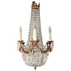 French Empire Bronze Crystal Bows Chandelier