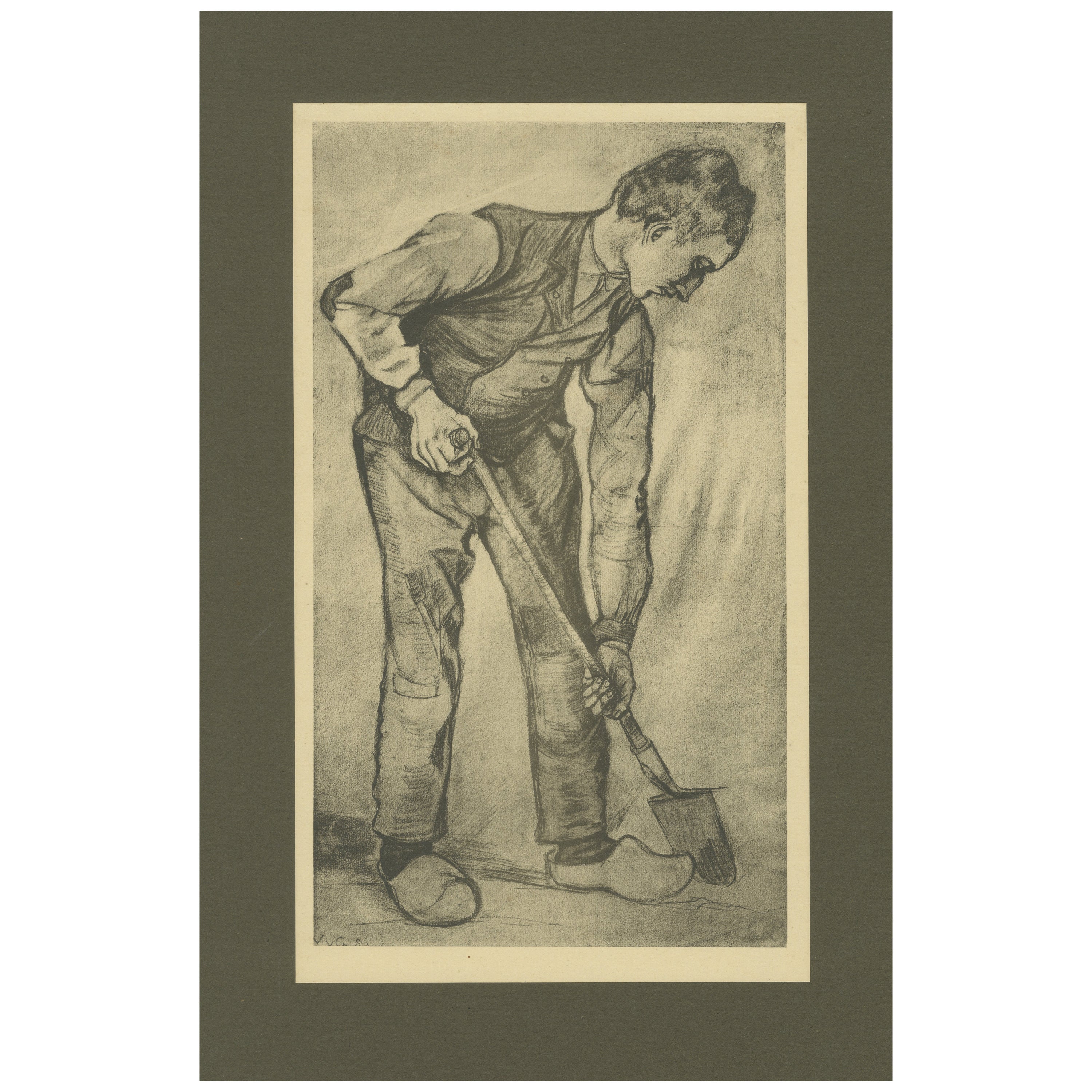 Vincent van Gogh - Uomo con una vanga - Stampa portfolio del 1928 del periodo olandese in vendita