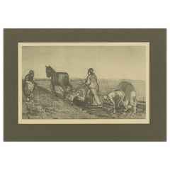 Antique Vincent van Gogh – The Potato Planters – 1928 Portfolio Print from Dutch Period