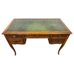 Antique French Style Scrivania in noce con piano in pelle