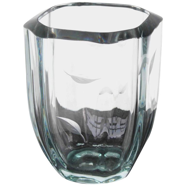 Thick Glass Vintage Vase For Sale at 1stDibs