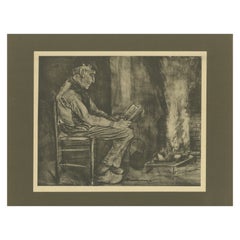 Vincent van Gogh - Mann, der am Feuer liest - 1928 Portfolio Print