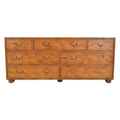 Henredon Mid-Century Modern Campaign Oak Dresser, Circa 1970s