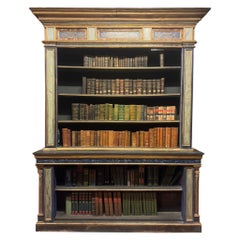 Satz von 3 bemalten Bücherregalen aus Holz, verziert mit gefälschtem Marmor auf Glas, Italien