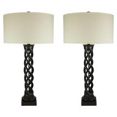 Chocolate James Mont Style Table Lamps 