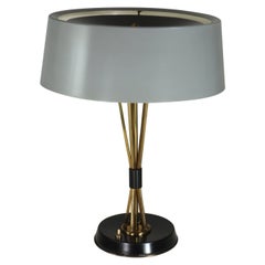 1950 Oscar Torlasco Lumi Italian Design Midcentury Brass Grey Black Table Lamp