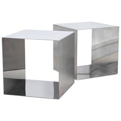 Rare Pair of Cube Coffee Tables Designed by Maria Pergay in 1968