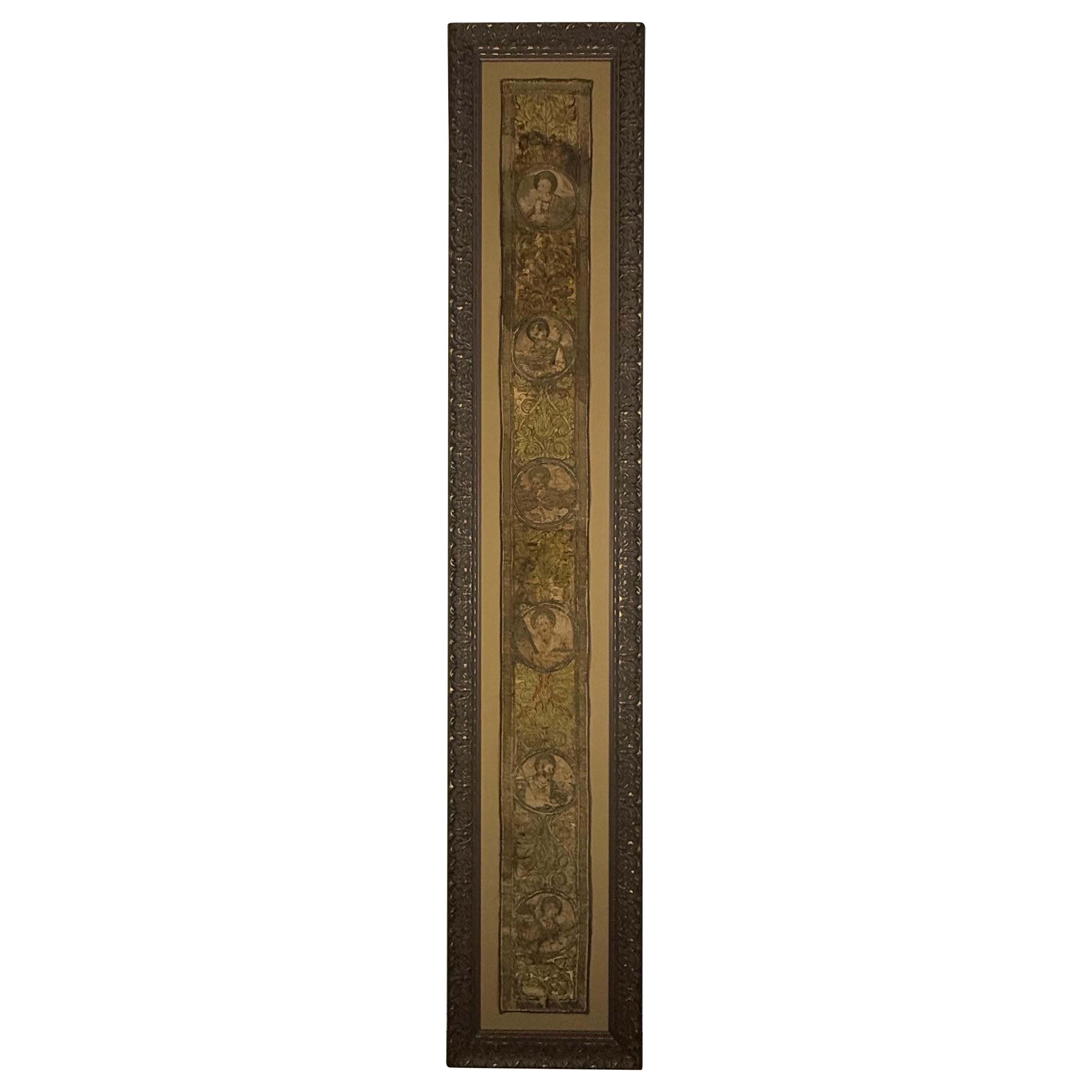18th Century Italian Framed Embroidered Panel