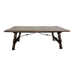 Tavolo a cavalletto spagnolo rustico del XIX secolo