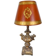 Italian Giltwood Urn Lamp w/ Parchment Shade