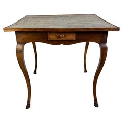 19th C. French Game Table w/ Embossed Leather Top