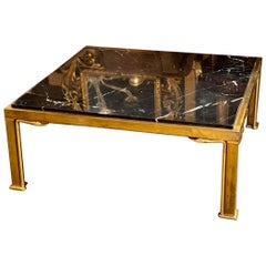 Vintage Jansen Manner Brass Swan Coffee Table with Black Marble Top