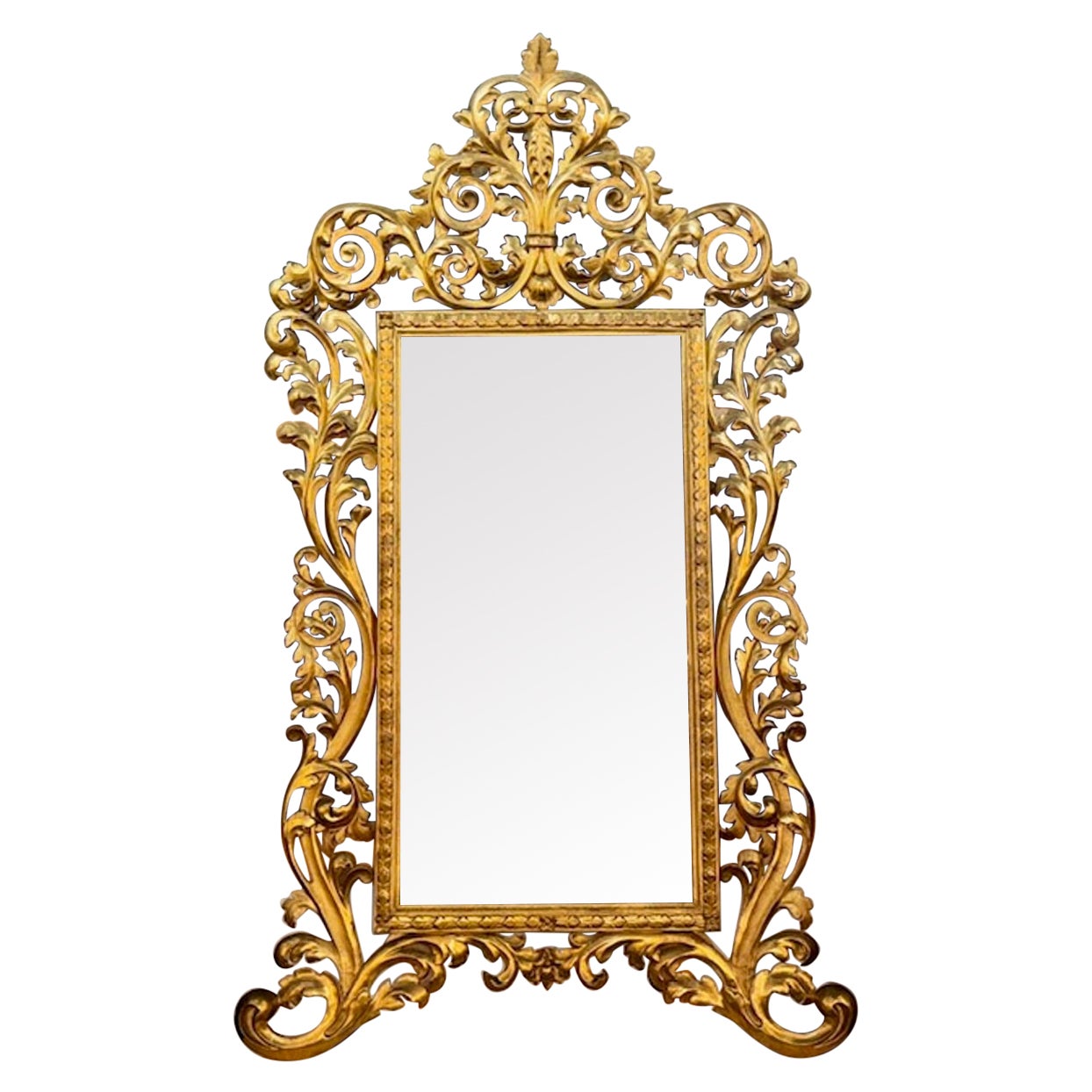 19th Century Italian Florentine Carved and Giltwood Mirror