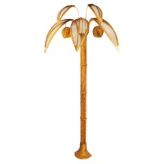Tall Rattan and Bamboo Palmier Sconce in the style of Mario Lopez Torres
