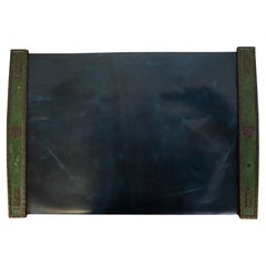 Antique Tiffany Studios New York Heraldic Bronze Blotter Ends With Leather Desk Blotter