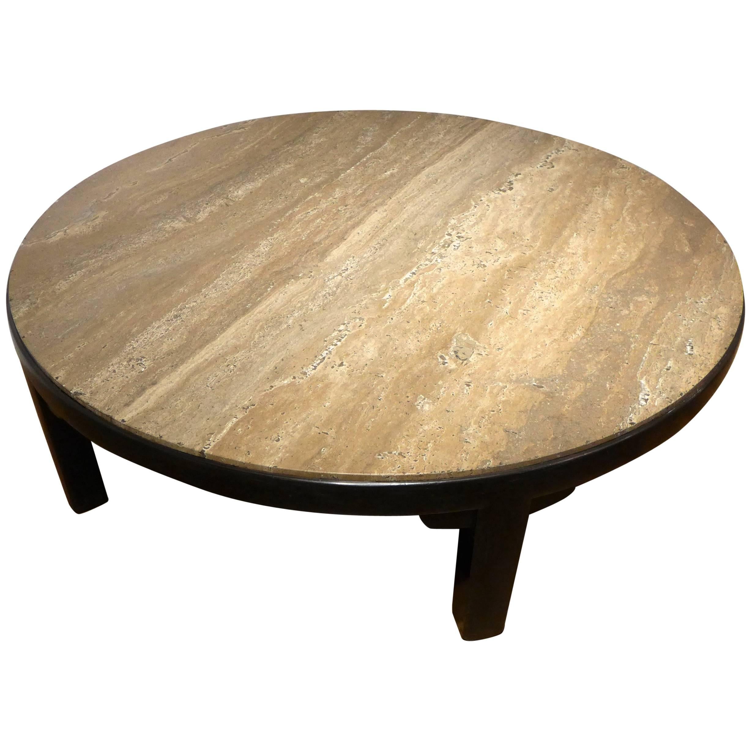 Edward Wormley Cocktail Table with Travertine Top
