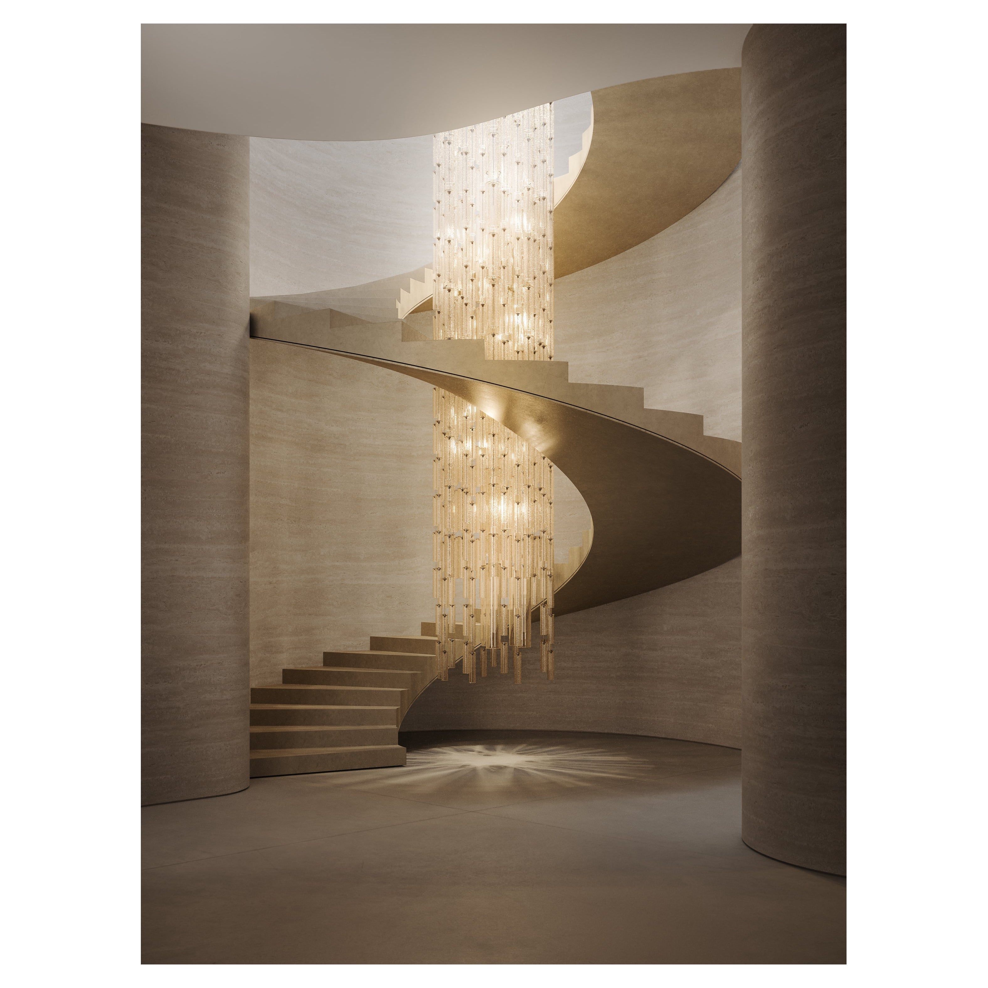 Exceptionally Large and Rare Custom Made Murano Stairway Chandelier, Italy 2006. For Sale