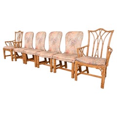 Juego de seis sillas de comedor de bambú Henredon Mid-Century Hollywood Regency