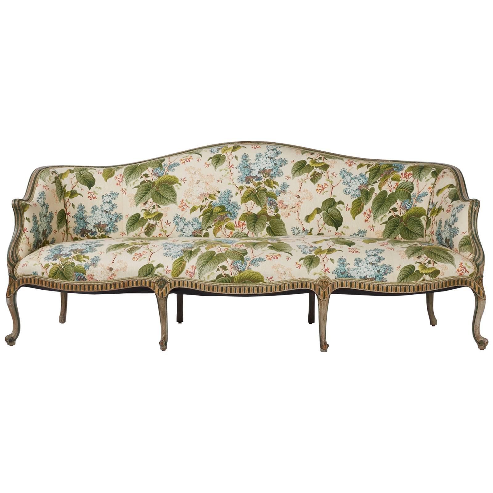 George III Painted Settee with Gilt Detail For Sale