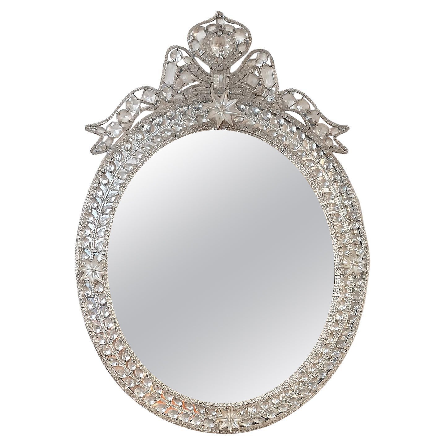 LATE 18th CENTURY NEOCLASSICAL MIRROR WITH CRYSTALS