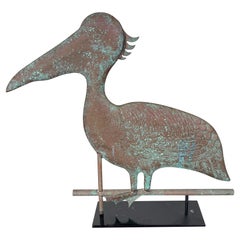 Pelican Copper Weathervane Mounted on Base