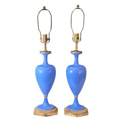 Pair of Lapis Blue Venetian Lamps