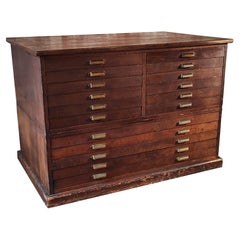 Vintage Double Stack Flat File with Brass Handles