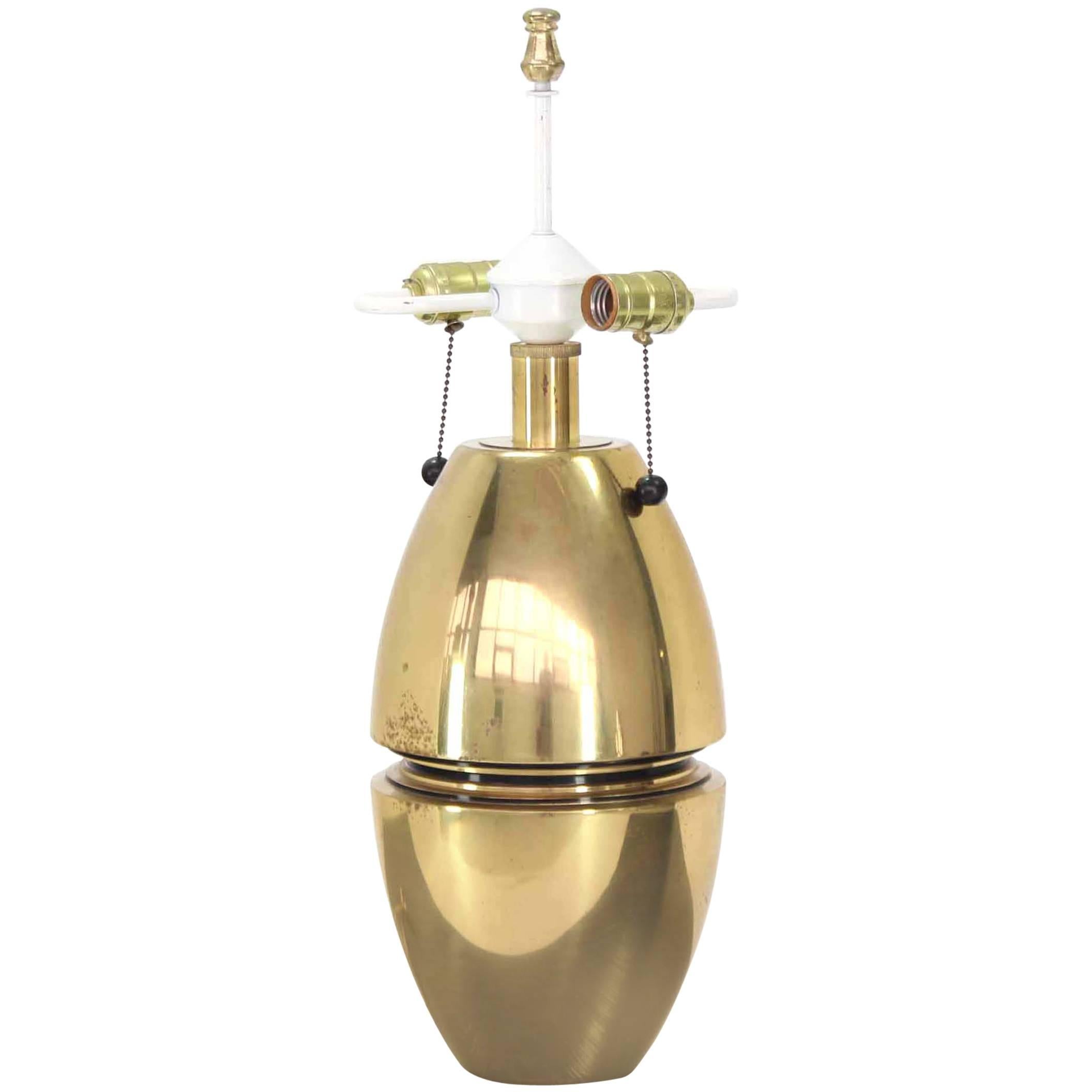 Heavy Brass Bullet Shape Table Lamp For Sale